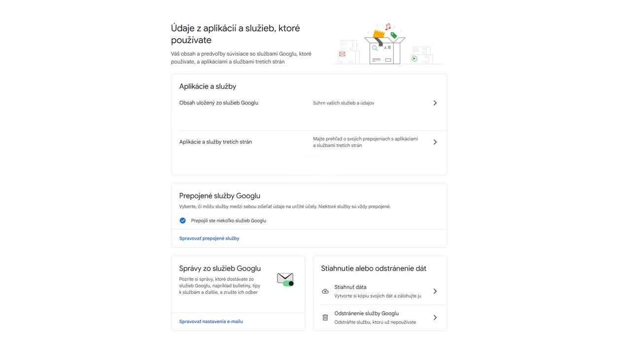 Google účet ponúka robustné nastavenie súkromia