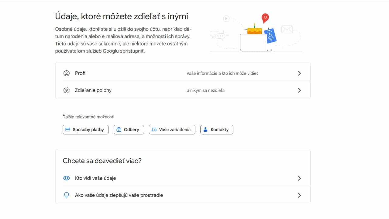 Google účet ponúka robustné nastavenie súkromia