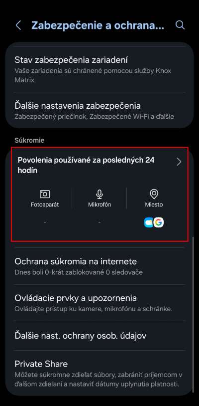 ktore aplikacie pristupuju k citlivym povoleniam v Samsung telefone_22