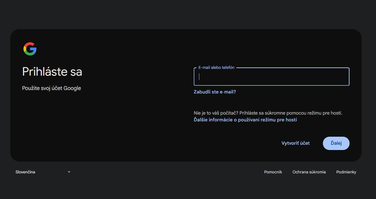 phlasovacie okno gmail