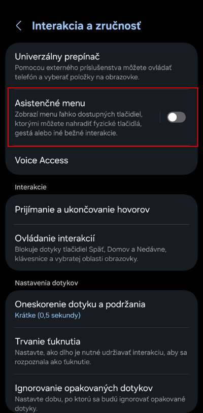 ako aktivovat asistentcne menu samsung_2