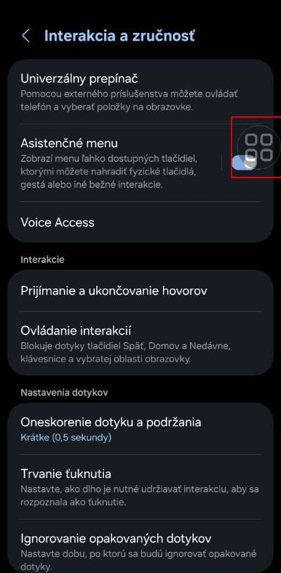 ako aktivovat asistentcne menu samsung_3
