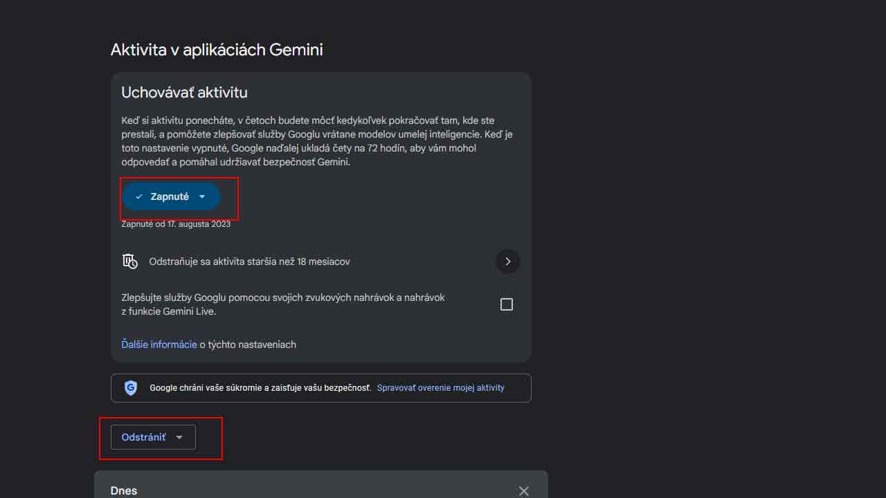 Gemini zaznamenáva všetko čo povieš. Takto si môžeš históriu vymazať