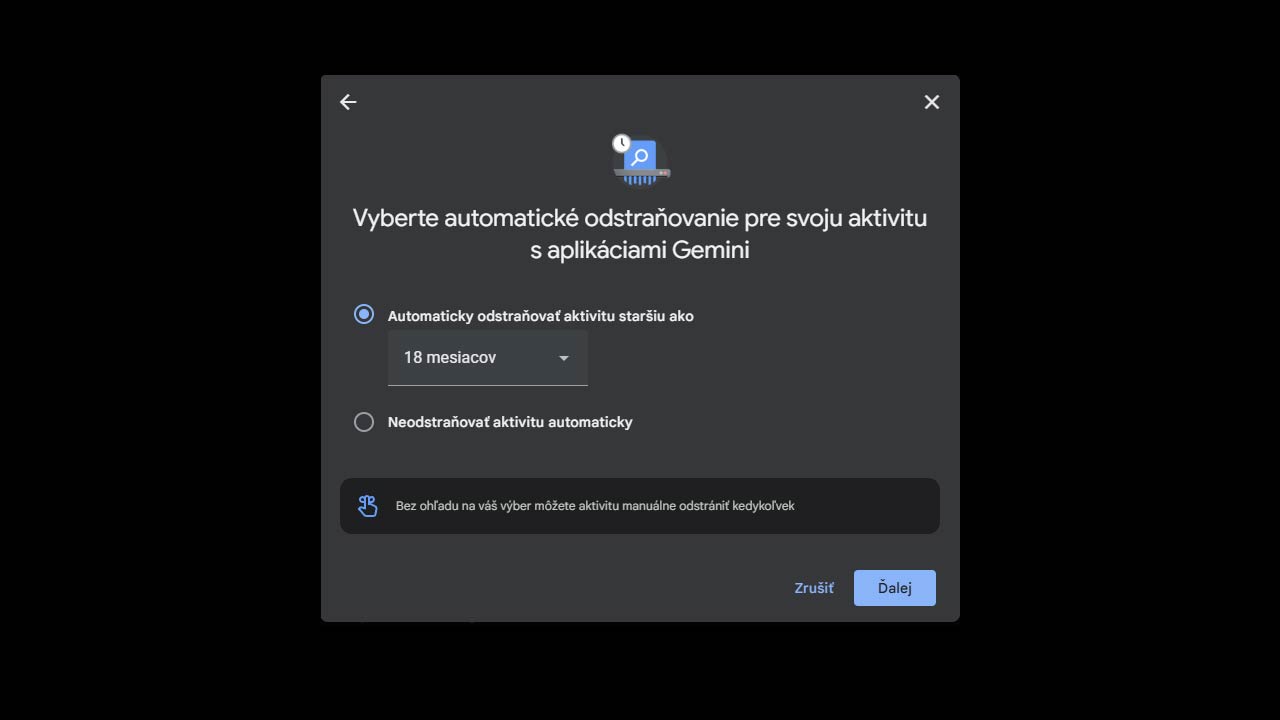 Gemini zaznamenáva všetko čo povieš. Takto si môžeš históriu vymazať