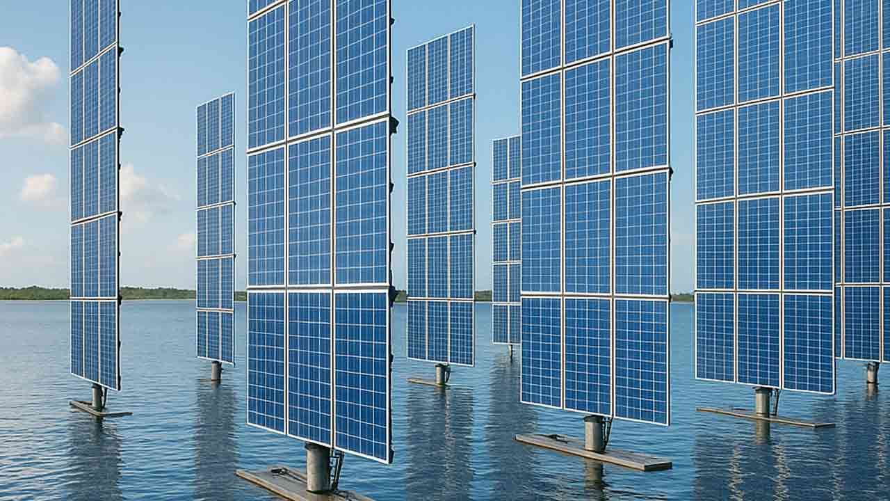 Vertikálne solárne panely na vode predstavujú budúcnosť energetiky