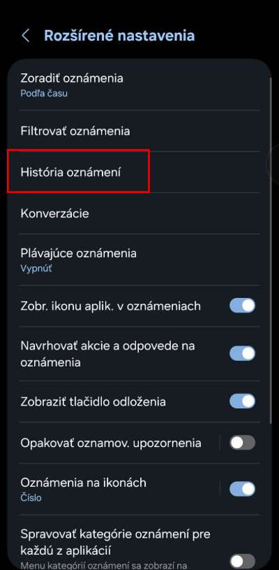 Samsung ako zapnut historiu oznameni_3