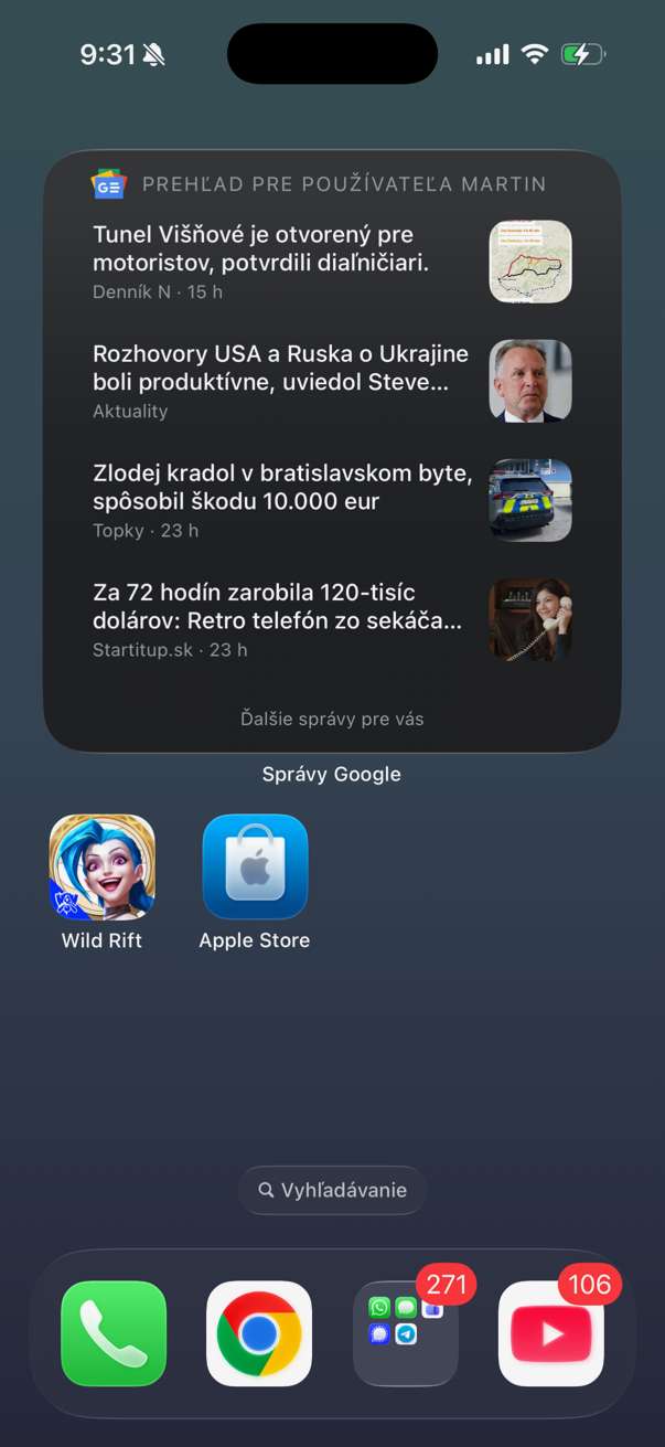 google spravy widget iOS