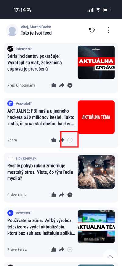 tvoje spravy pridanie spravodajskeho webu odhlasenie z preferovanych zdrojov