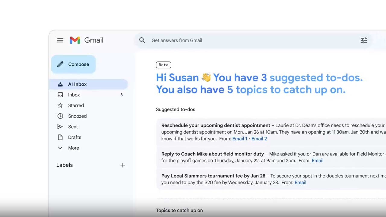 Gmail dostane AI Inbox, schránku spravovaný umelou inteligenciou 