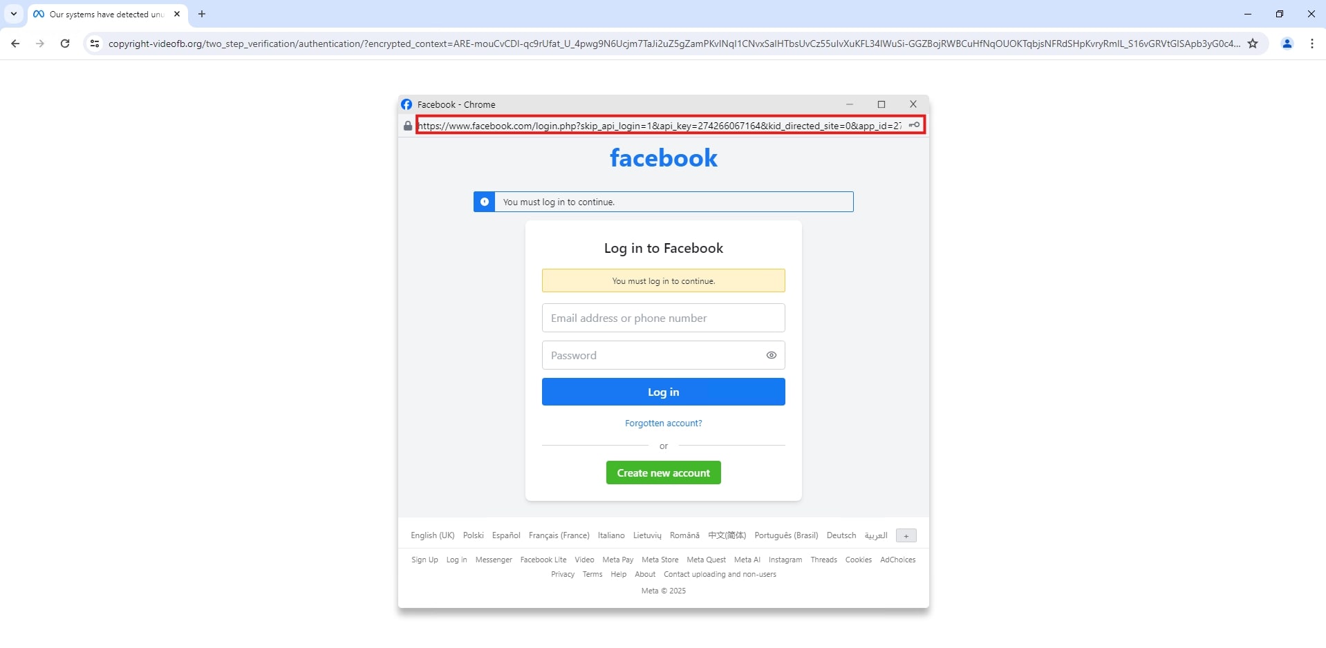 Falošné FB prihlásenie