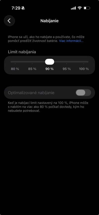 iphone optimalizovane nabijanie