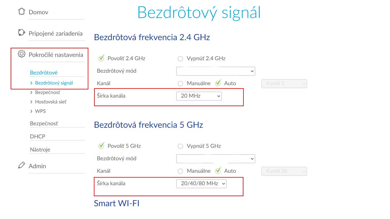Wi-Fi pasmo a kanal ako zmenit 