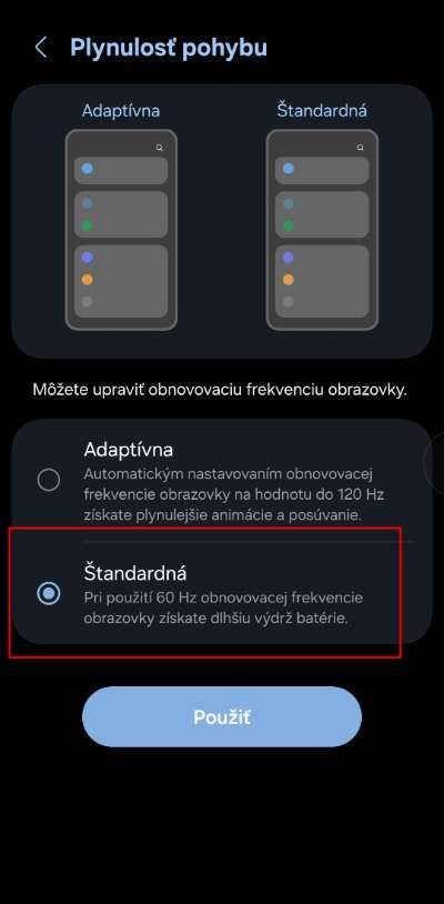 nastavenie Hz obrazovky displeja telefonu_2