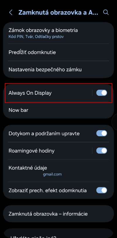 vypnutie always on displeja telefonu