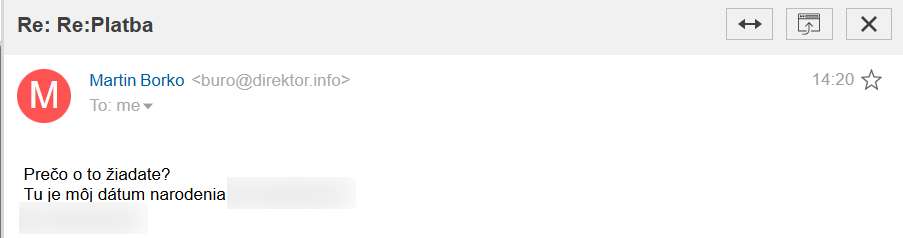 CEO fraud podvod podvodnik sa vydaval za mna_4