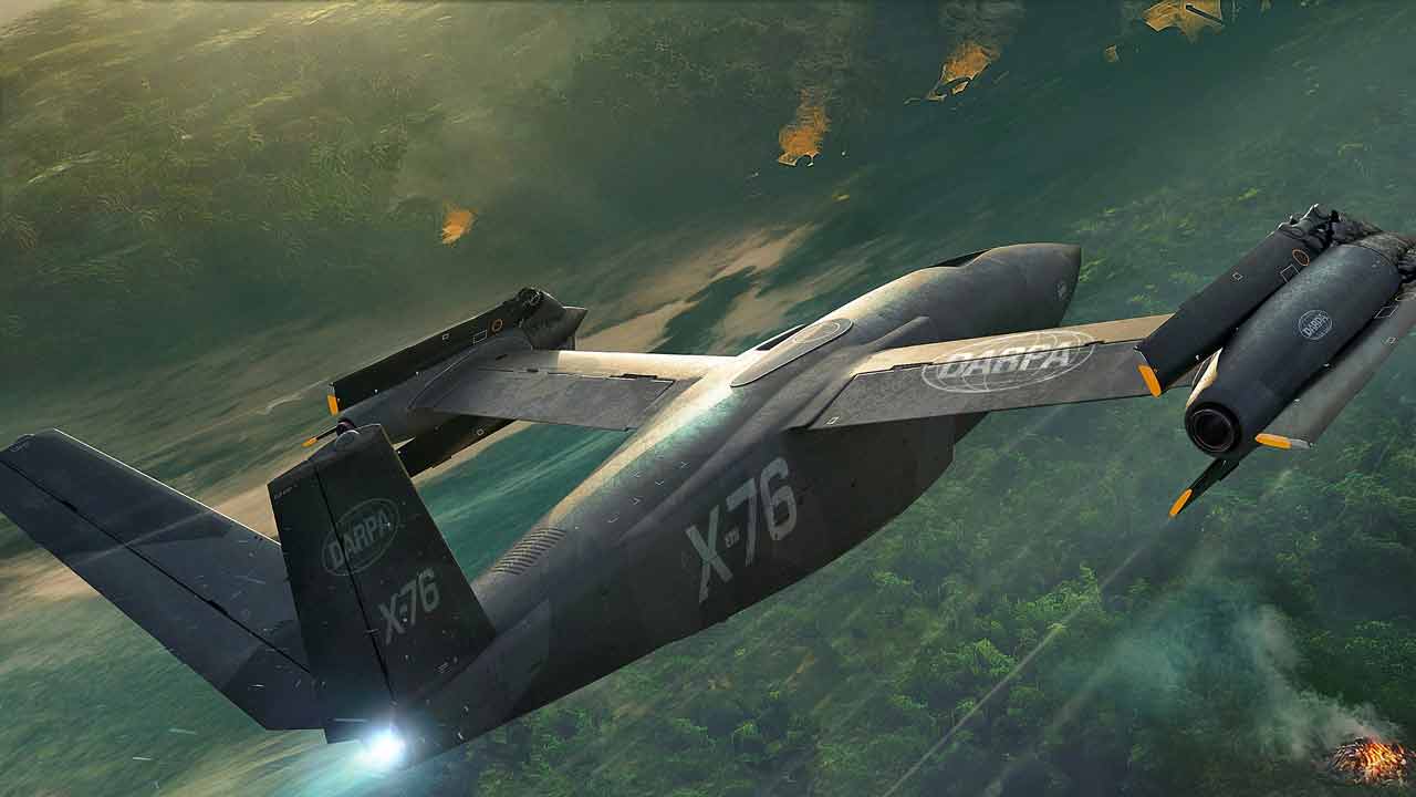 DARPA predstavila experimentálne lietadlo X-76, ktoré vzlieta ako vrtuľník a pri normálnom lete dosahuje rýchlosť lietadla
