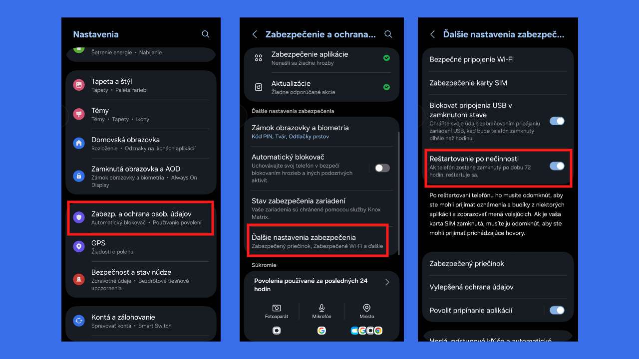 Samsung nova funkcia Inactivity Restart