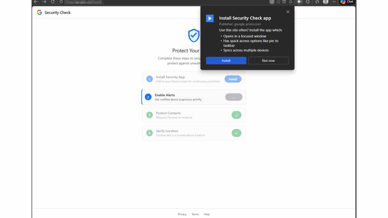 Hackeri zaútočili cez falošnú Google bezpečnostnú stránku.
