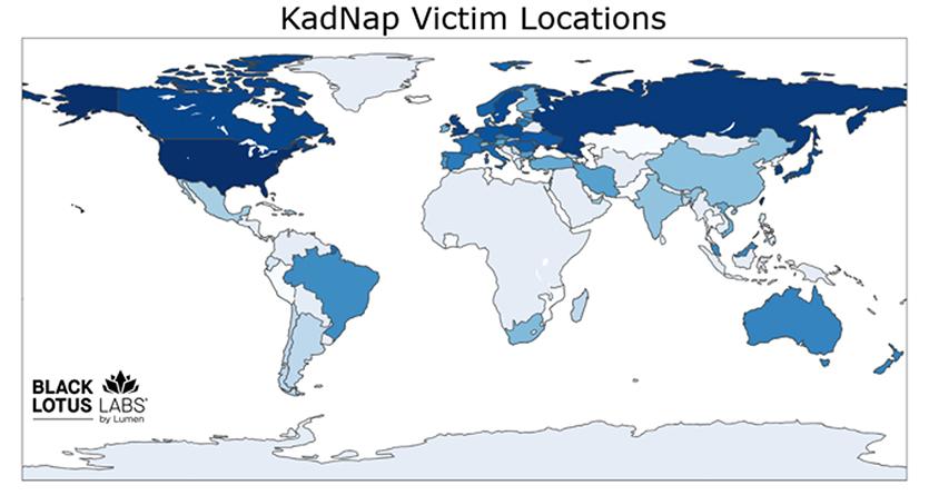 kadnap mapa kde su infikovane zariadenia