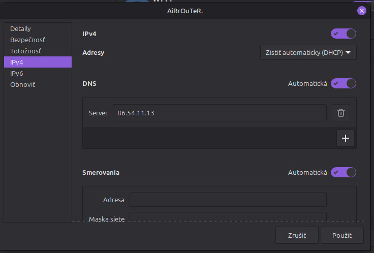 Zmena DNS - Linux Mint