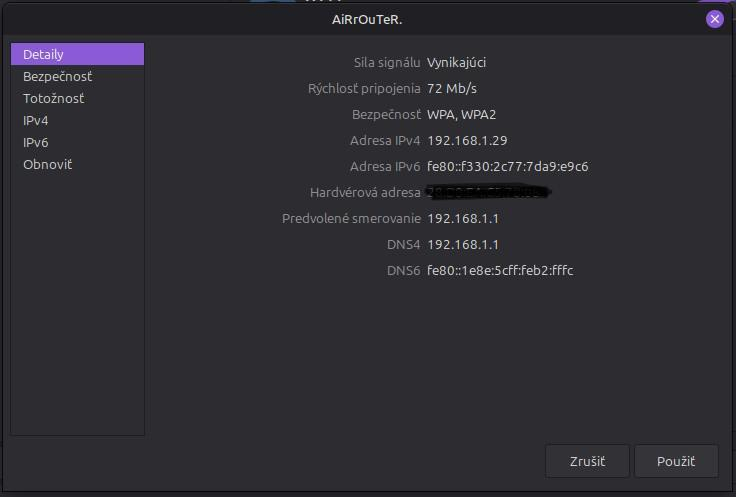 Informácie o sieti - Linux Mint