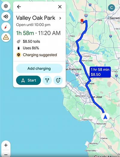 Google Mapy pridávajú novú funkciu, ktorá ti ukáže spotrebu batérie elektromobilu