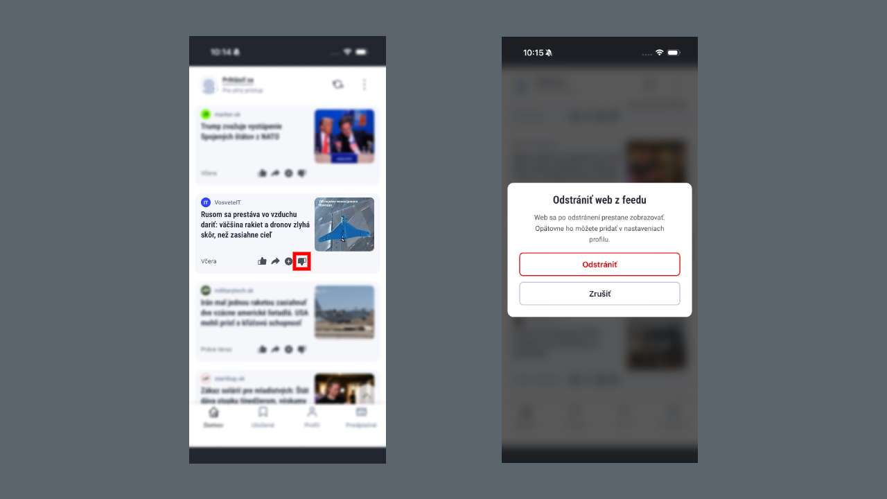 odstranenie webu z oblubenych