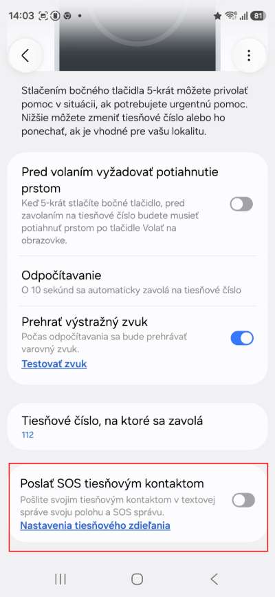 Ako nastavit v Samsungu SOS tlacidlo v pripade nudze_tiesnove kontakty ako nastavit