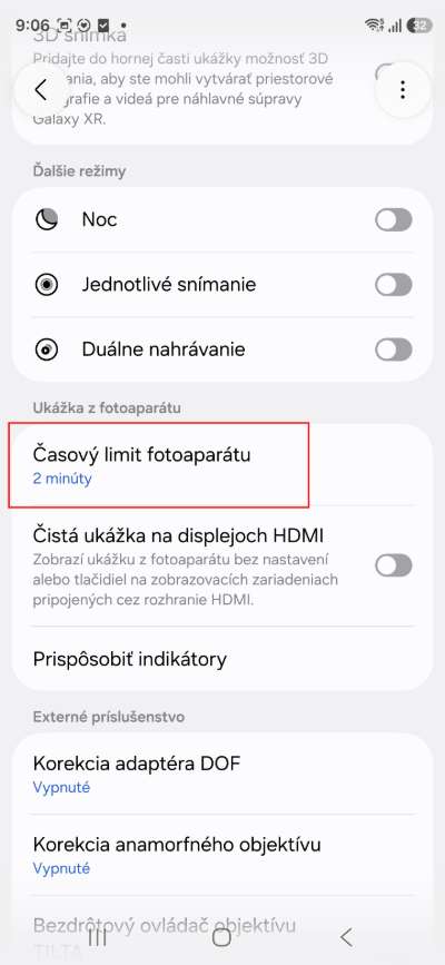Camera Assistant_casovac limitu fotenia