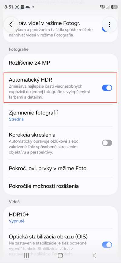 Camera Assistant_moznost ovladania HDR