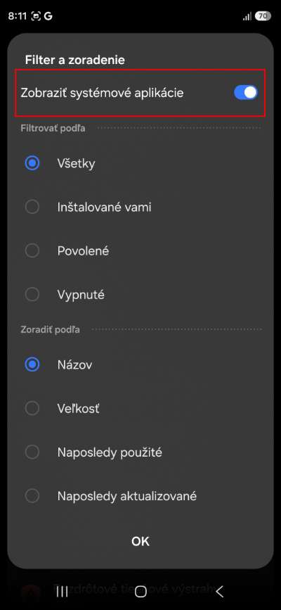 Spravca aplikacii a zobrazenie systemovych aplikacii_android