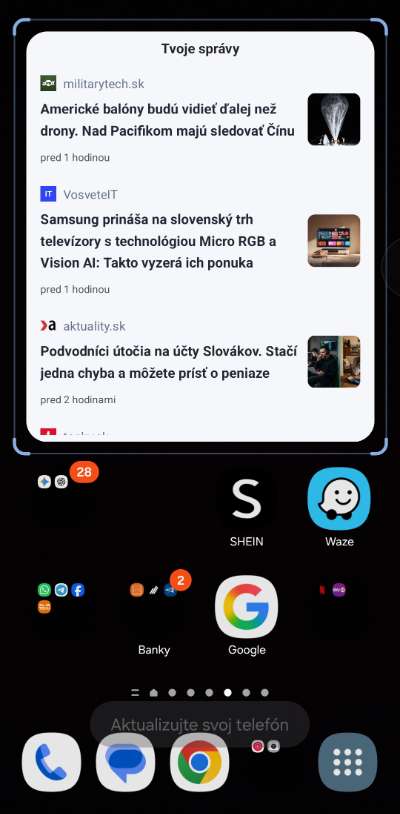 pridanie widgetu so spravami na obrazovku telefonu Android_3