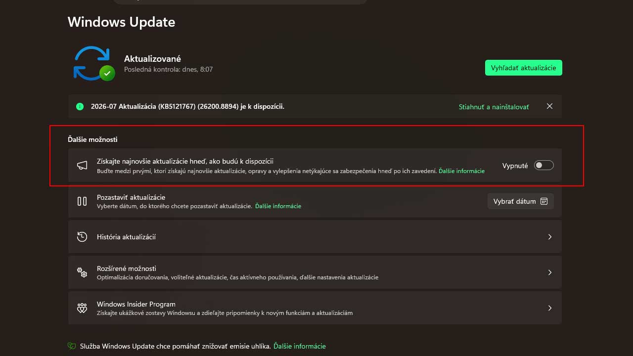 Windows Update má predvolene zapnutú túto funkciu, ktorá ti môže stiahnuť aj chybové aktualizácie