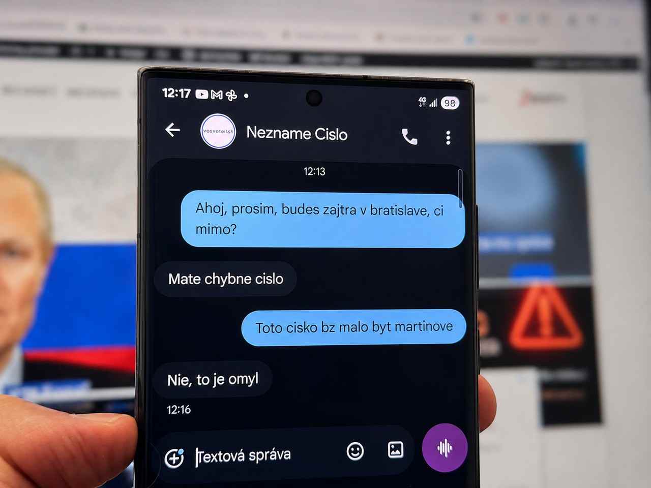 SMS nezname cislo