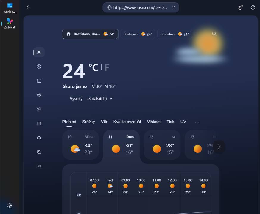 aplikacia pocasie vo Windows 11