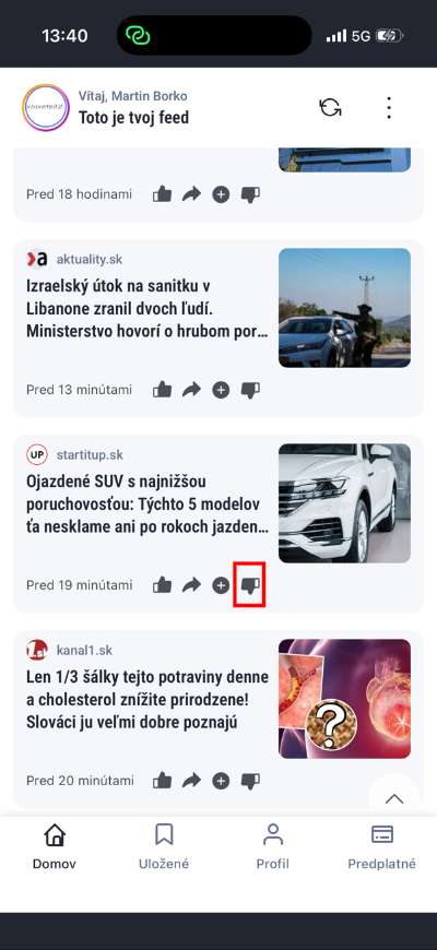 odstranenie webu z feedu tvoje spravy