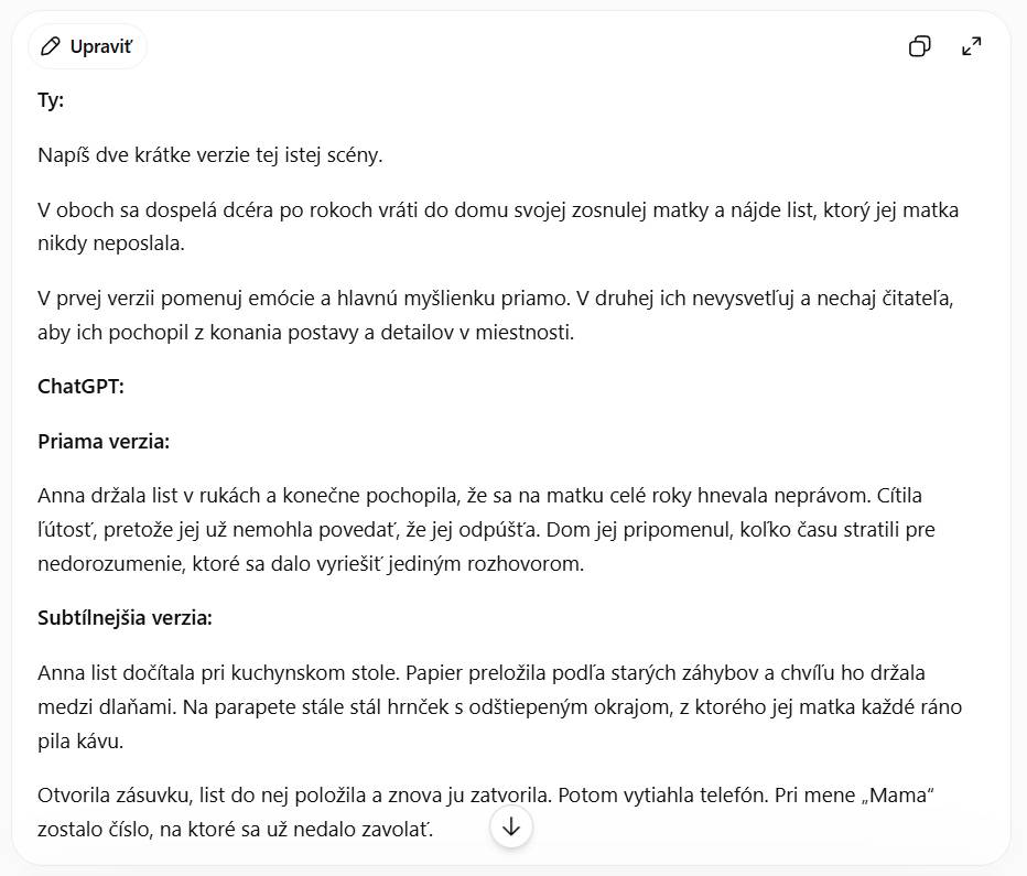 priklad AI promptu pre napisanie poviedky_2