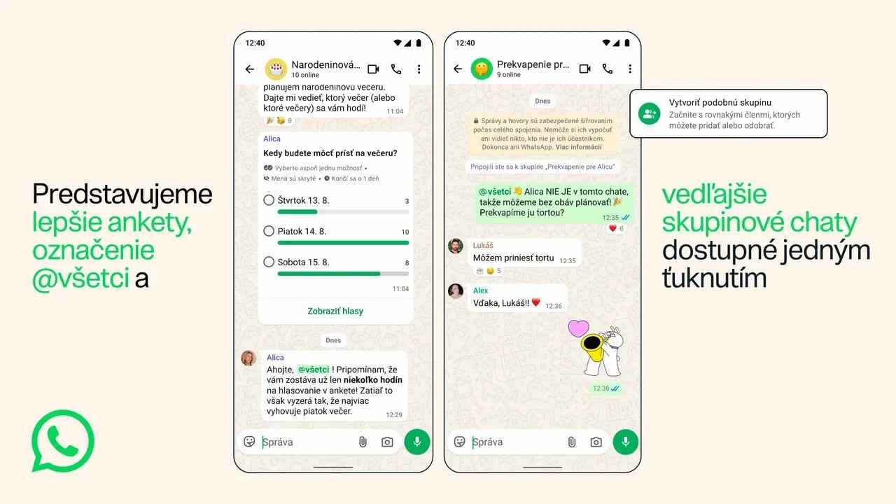 whatsapp vylepsuje skupiny ankety a chaty