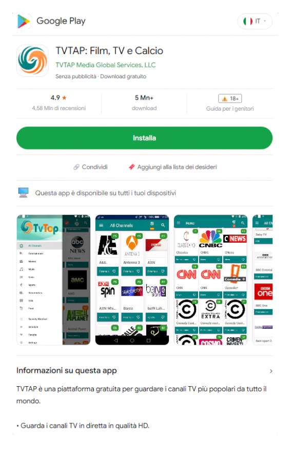 RemControl falosna aplikacia TVTap IPTV