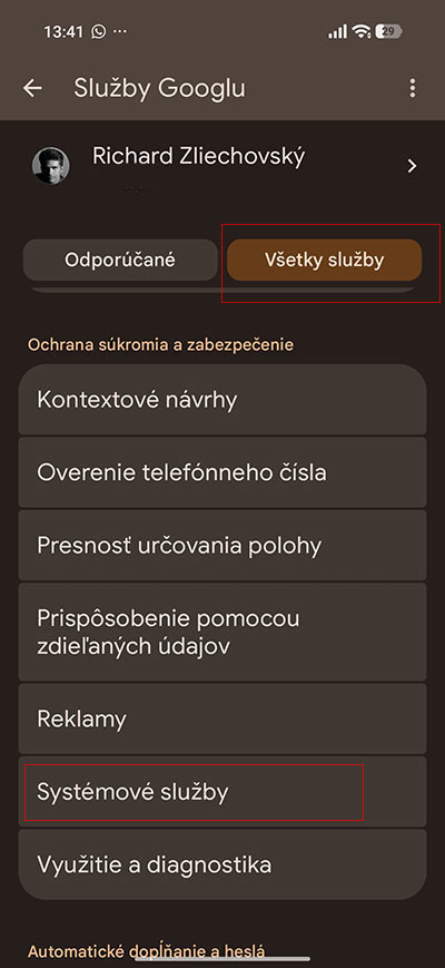 Nie všetky aktualizácie prídu s novou verziou Androidu. Telefón ukrýva nastavenie, kde môžeš aktualizovať dôležité služby