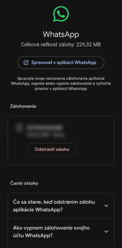 odstranenie zalohy whatsapp z google uloziska