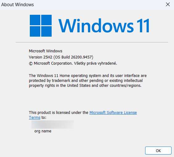 verzia windowsu v pocitaci